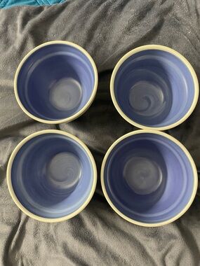 Pfaltzgraff Blue and Cream Ceramic Bowls - Set of 4